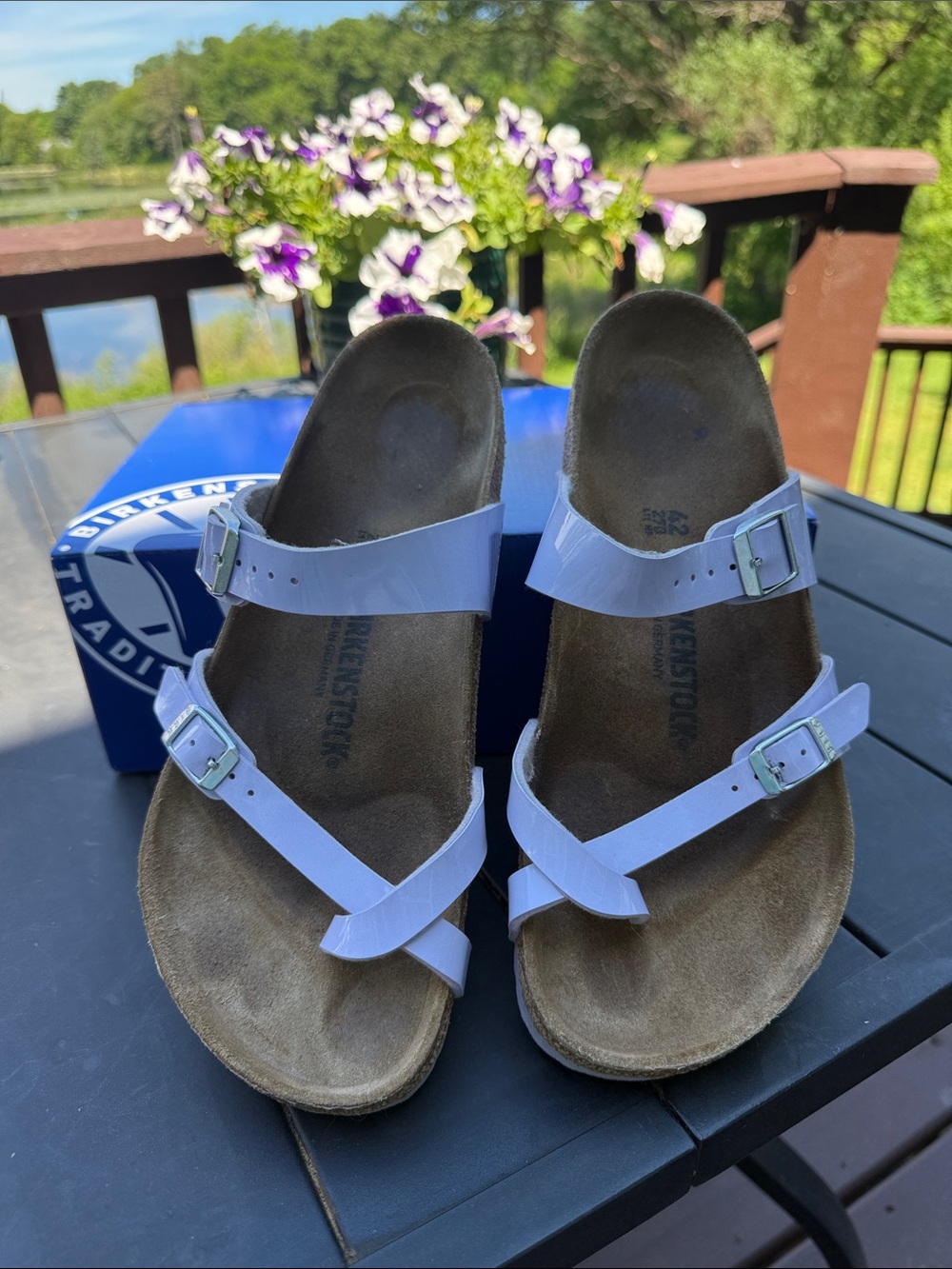 Birkenstock Purple fog Patent Mayari Sandals size 11 42 reg
